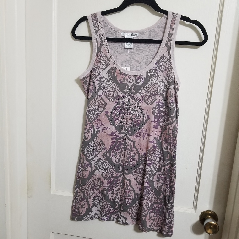 RXB Rose Moroccan Tile Print Tank Top